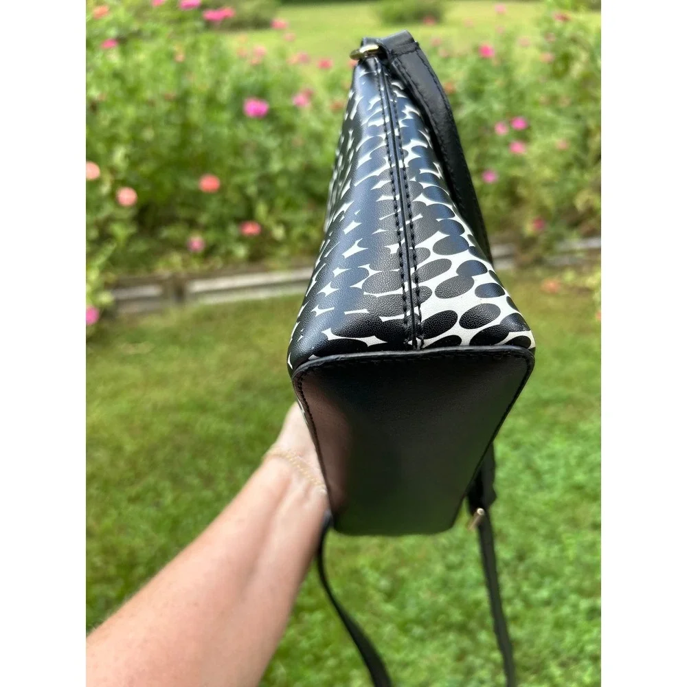 Kate Spade NY Grove Street Millie Crossbody Bag Splodge Dot Black Cream Leather